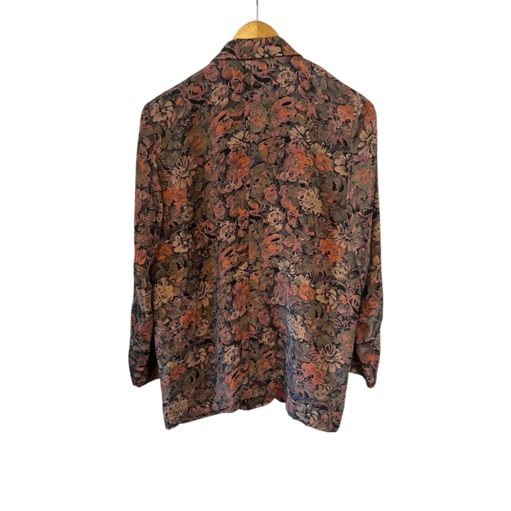 VINTAGE Blazer Women’s Medium Floral Print One Button Satin Finish M - Picture 7 of 11